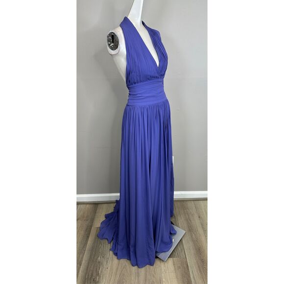 Elie Saab Pleated Silk Gown in Iris Blue Size 34 (US2) $4800 - Picture 9 of 12